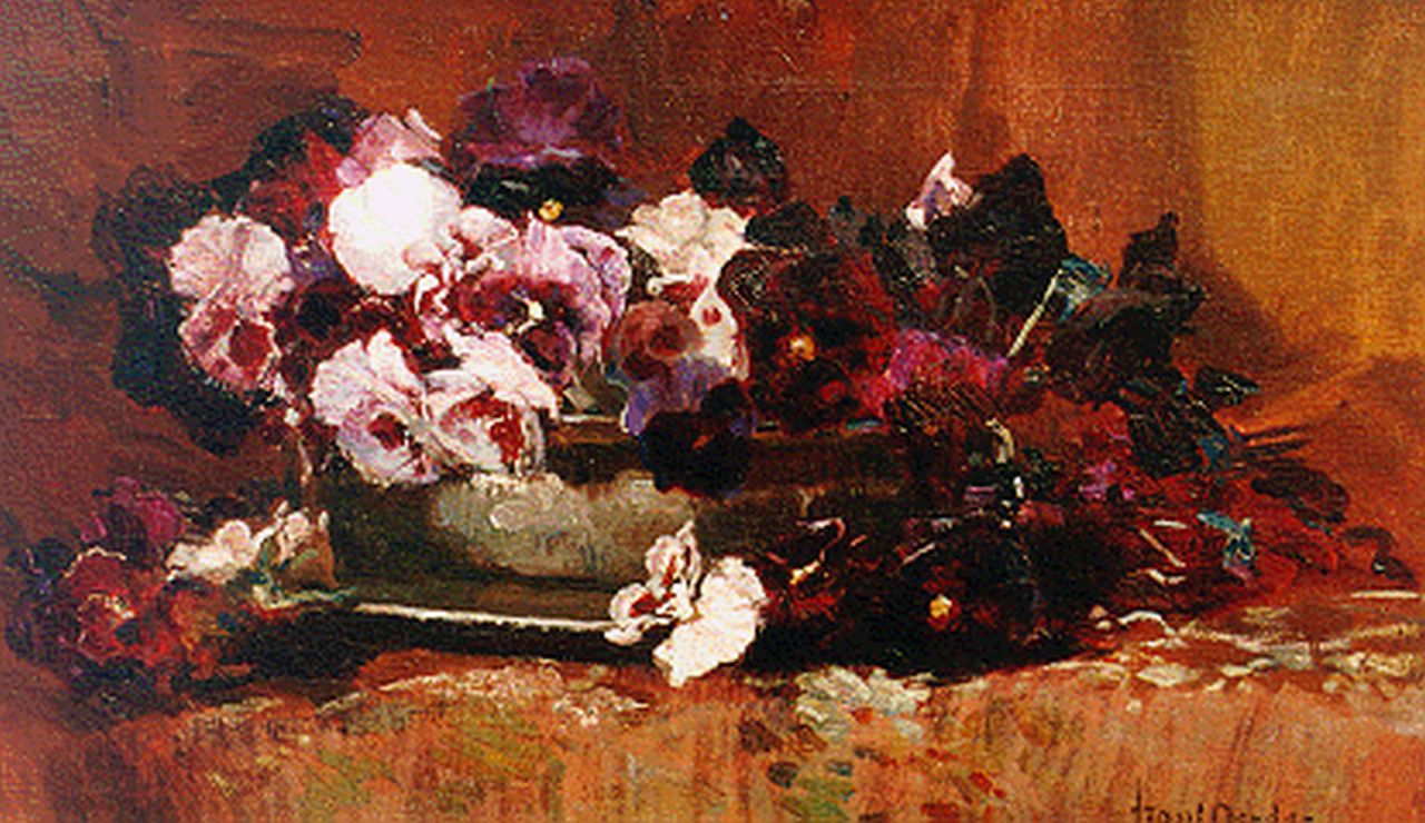 Oerder F.D.  | 'Frans' David Oerder, A still life with purple violets, oil on canvas 30.0 x 50.5 cm, signed l.r.