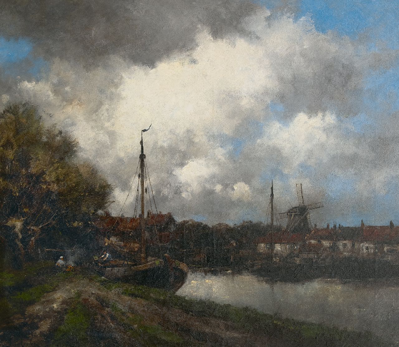 Koekkoek jr. H.  | Hermanus Koekkoek jr., Along the Vecht, oil on canvas 75.0 x 86.0 cm, signed l.l. with pseudonym 'Jan van Couver'