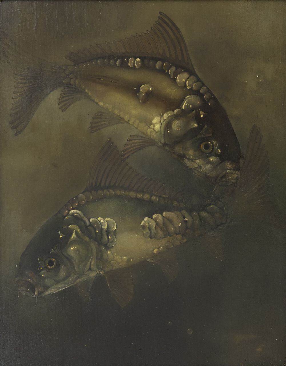 Jemmy van Hoboken | Mirror carps, oil on panel, 40.2 x 32.3 cm, signed l.r. and dated 1932
