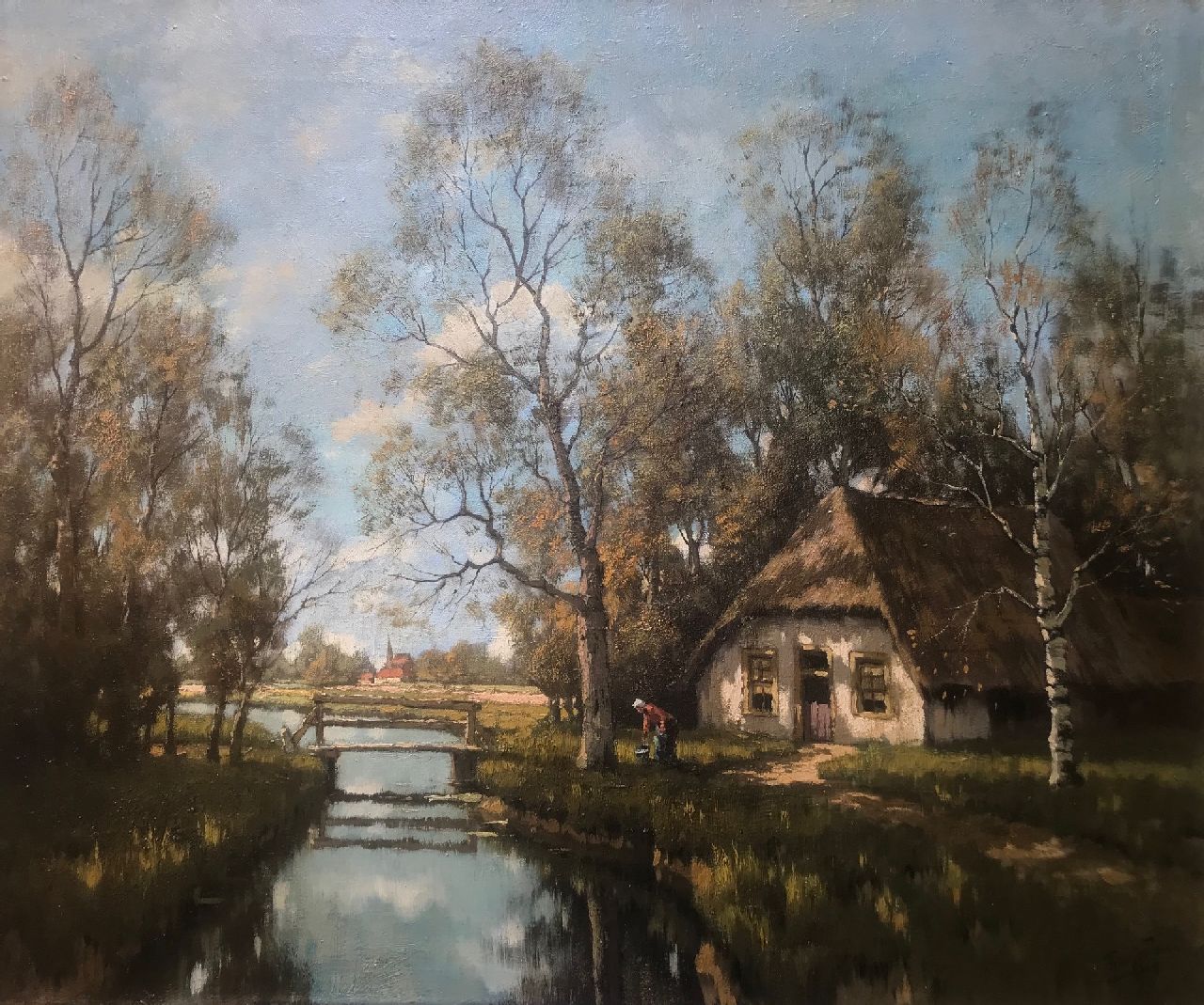 Jongh M.J. de | Martinus Johannes 'Tinus' de Jongh | Paintings offered for sale | Farmhouse near a stream, oil on canvas 74.5 x 89.6 cm, signed l.r.