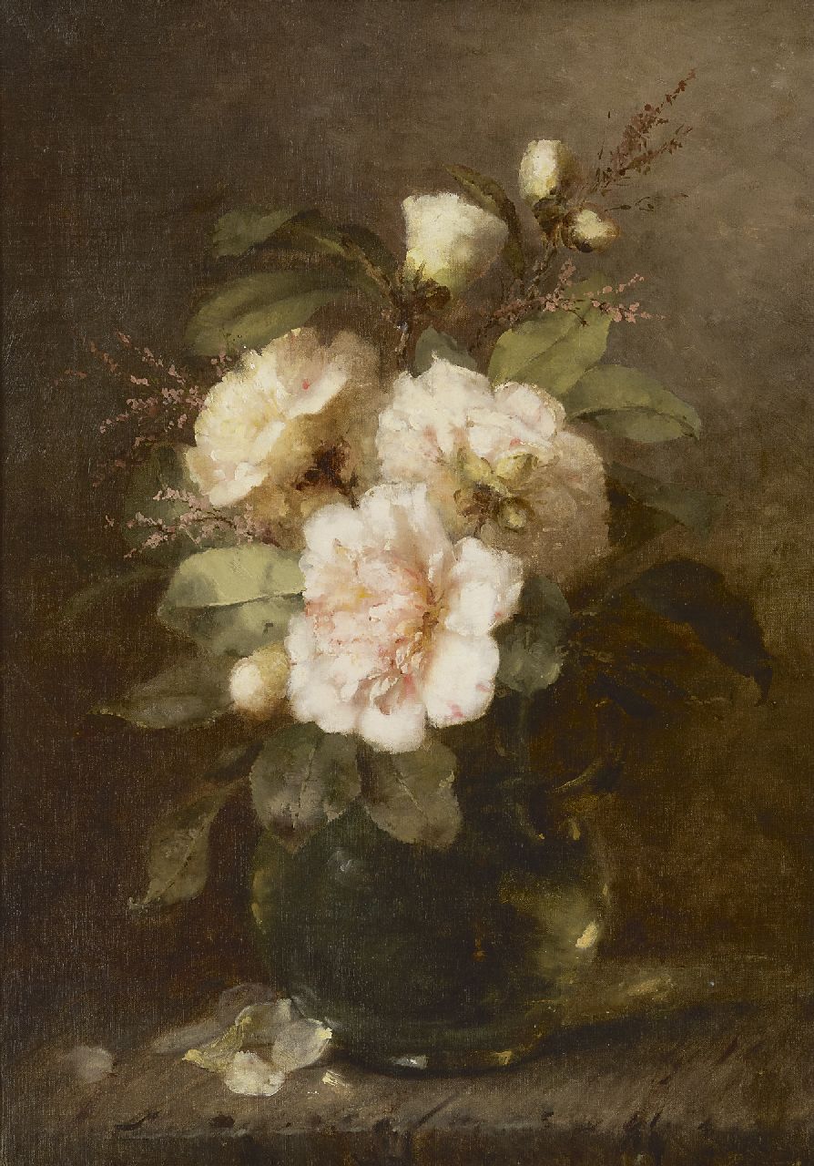 Breuer-Wikman F.  | Frederika Breuer-Wikman, Roses in a glass vase, oil on canvas 60.6 x 43.3 cm