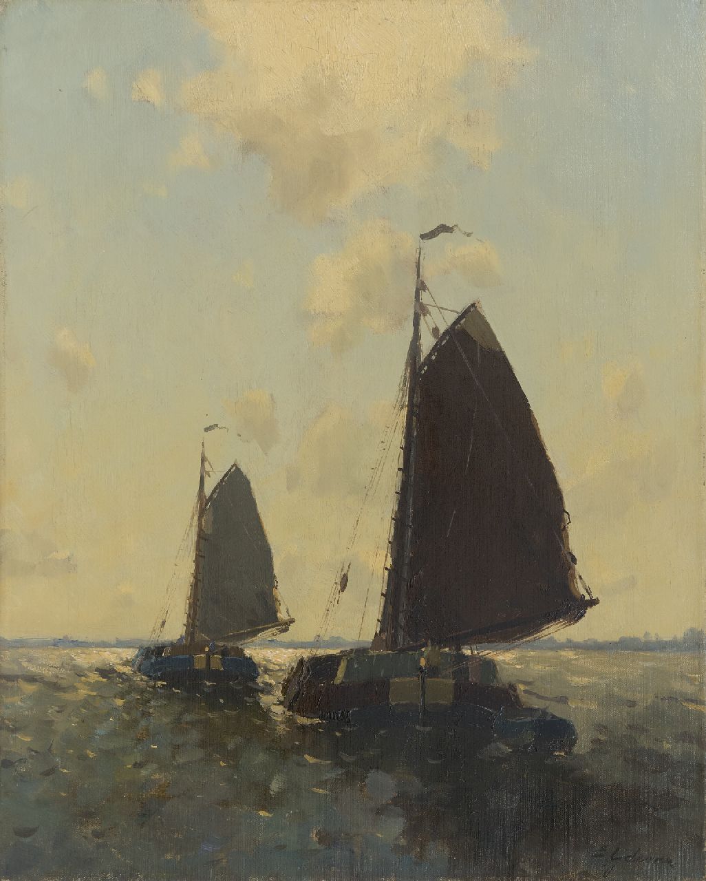 Ydema E.  | Egnatius Ydema, Barges sailing on the lake, oil on canvas 50.3 x 40.4 cm, signed l.r.