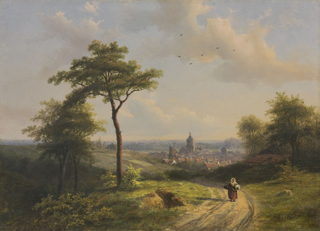 Biester A.  | Anthony Biester, A view of Cleves seen from the Nimwegerstrasse, oil on panel 32.8 x 45.4 cm, signed l.r. and dated 1864