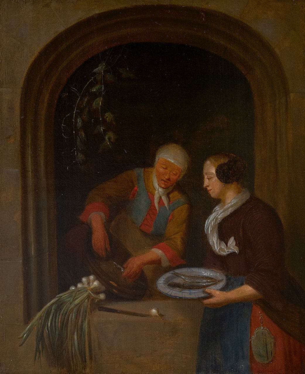 Noord-Nederlandse School, begin 18e eeuw   | Noord-Nederlandse School, begin 18e eeuw | Paintings offered for sale | The herringseller, oil on panel 49.2 x 41.7 cm