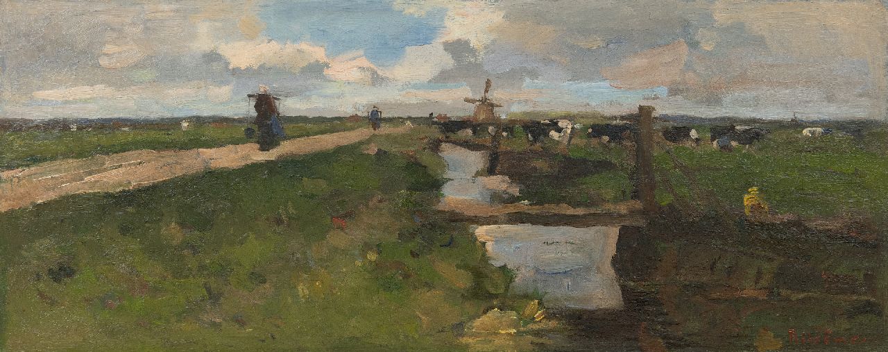 Ritsema J.C.  | 'Jacob' Coenraad Ritsema, Landscape near Haarlem, oil on canvas 25.3 x 60.3 cm, signed l.r. and on the stretcher