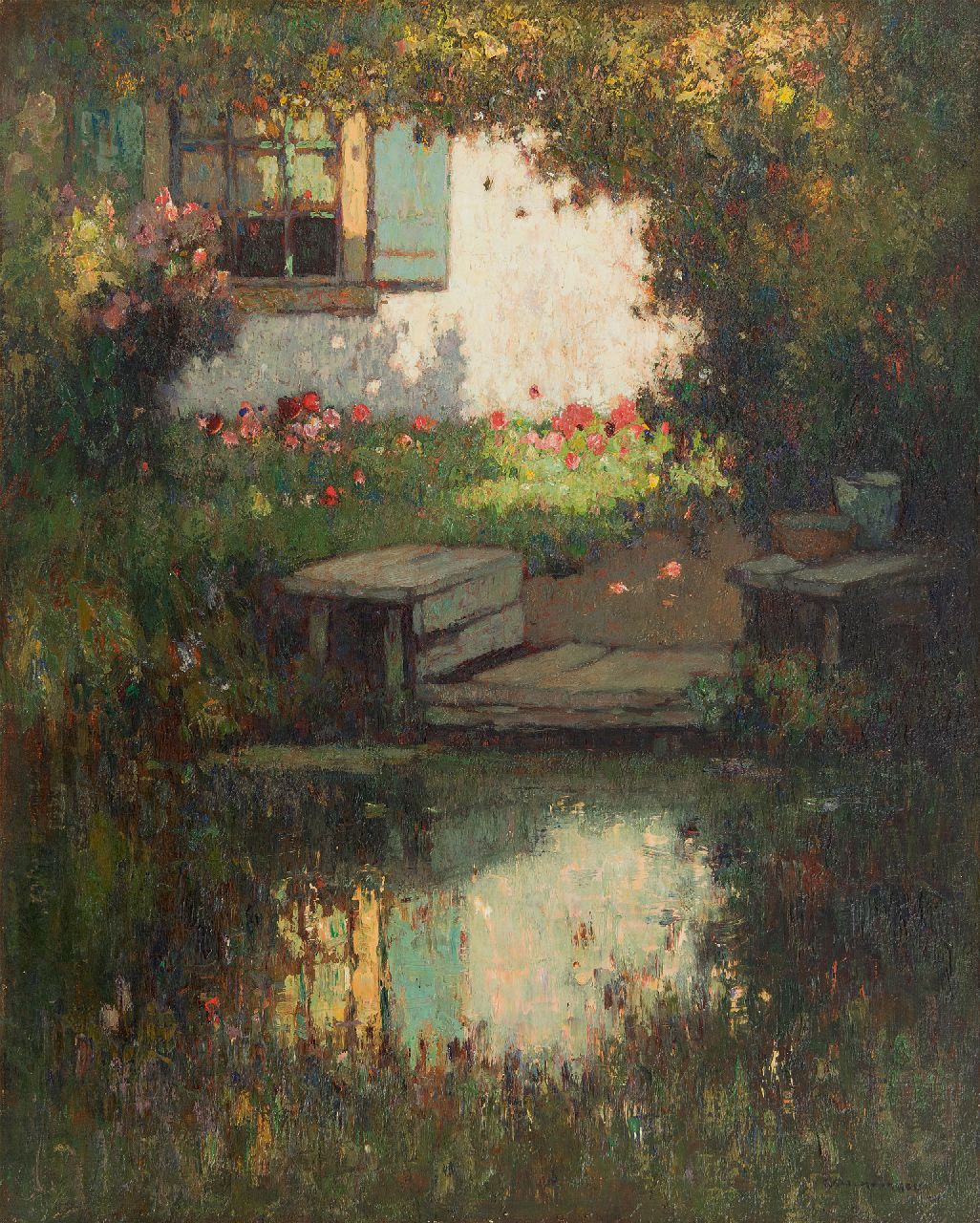 Knikker A.  | Aris Knikker, A summer garden, oil on canvas 50.5 x 40.7 cm, signed l.r.