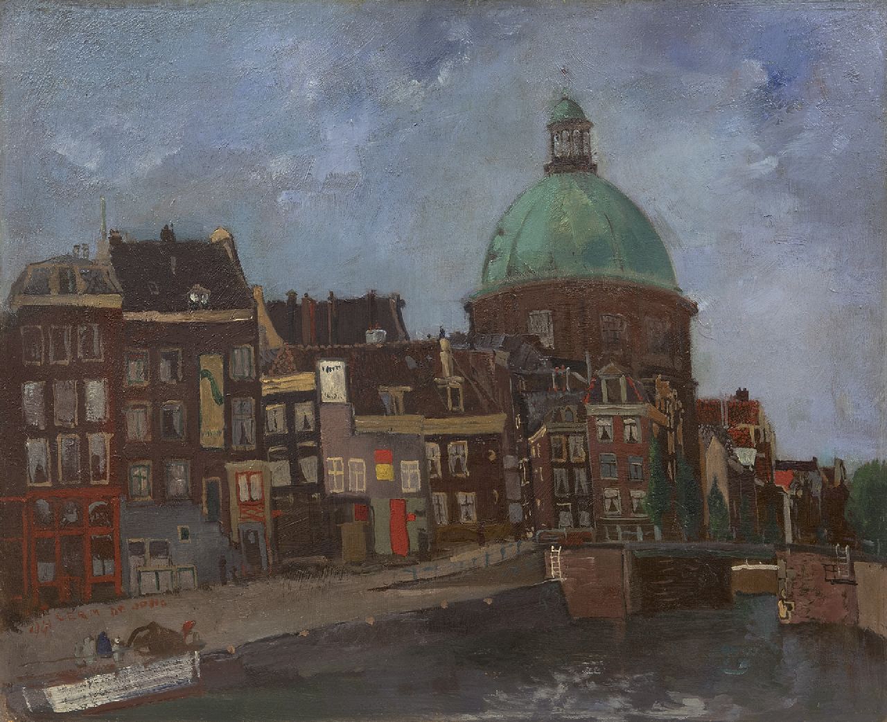 Jong G. de | Gerben 'Germ' de Jong | Paintings offered for sale | A view of Amsterdam with the Koepel church, oil on board laid down on panel 37.4 x 45.9 cm, signed l.l. and dated 1941