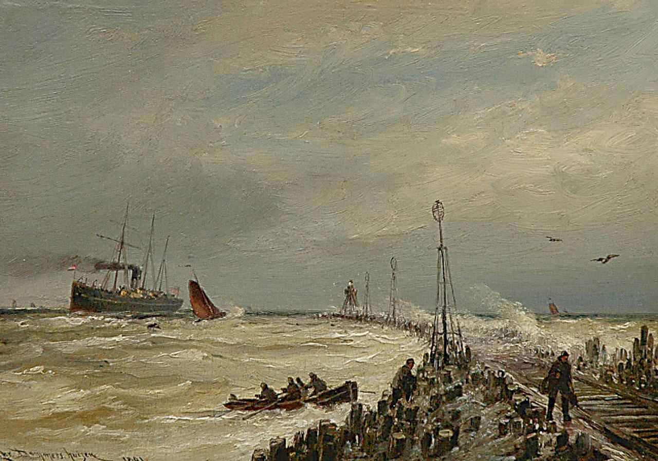 Dommelshuizen C.C.  | Cornelis Christiaan Dommelshuizen, Shipping near Hoek van Holland, oil on panel 23.6 x 33.1 cm, signed l.l. and dated 1891