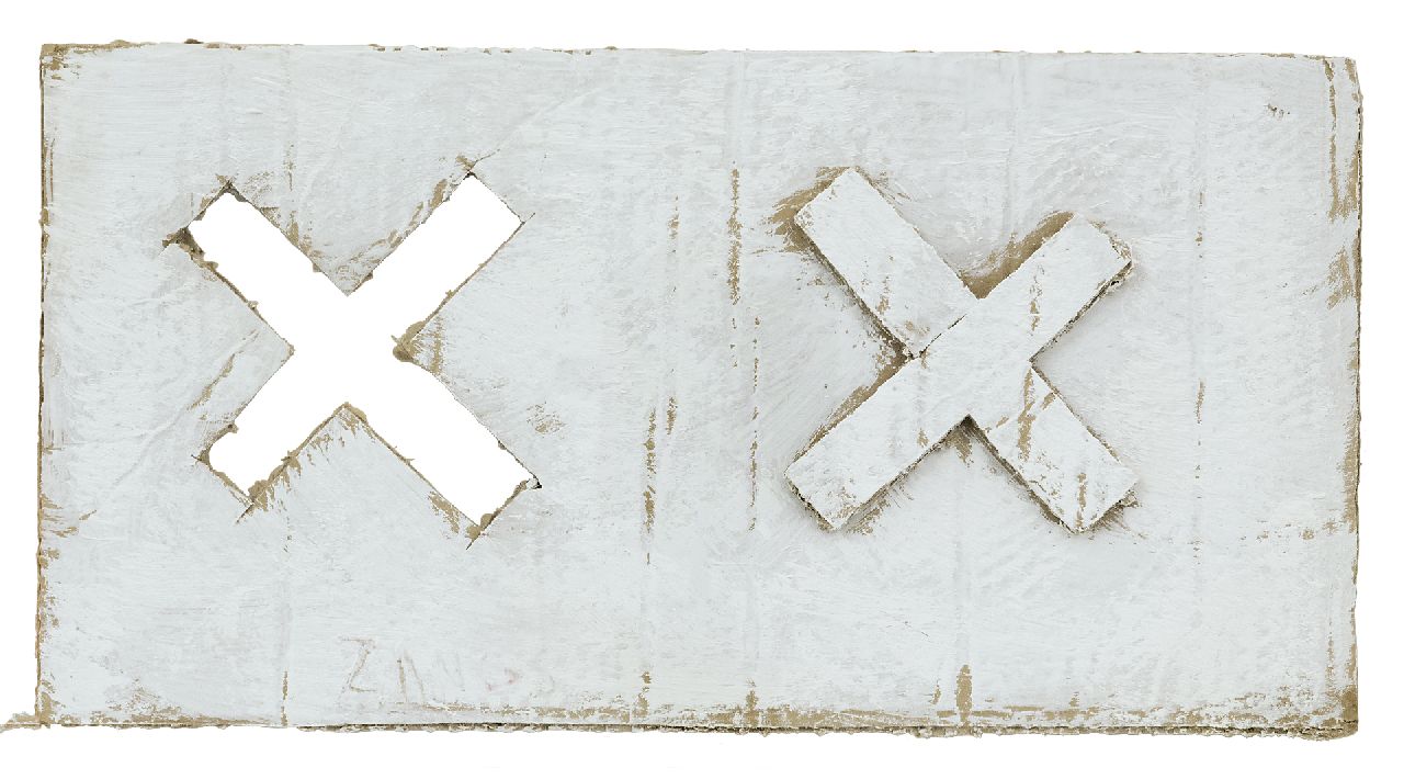 Herbert Zangs | Rechenzeichen, 1970, mixed media on board, 19.2 x 37.5 cm, signed l.l. and 1970s