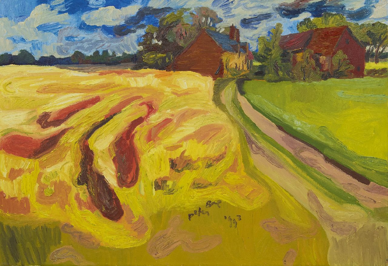 Peter Bol | Cornfield with farms, oil on canvas, 56.3 x 81.2 cm, signed l.r. and dated 1993