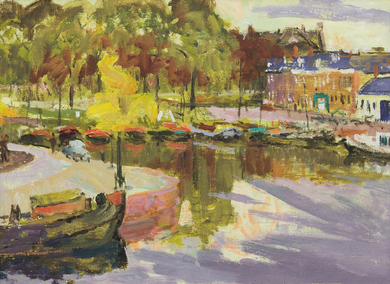 Altink J.  | Jan Altink, A view of the Oosterhaven, Groningen, oil on canvas 50.6 x 70.4 cm
