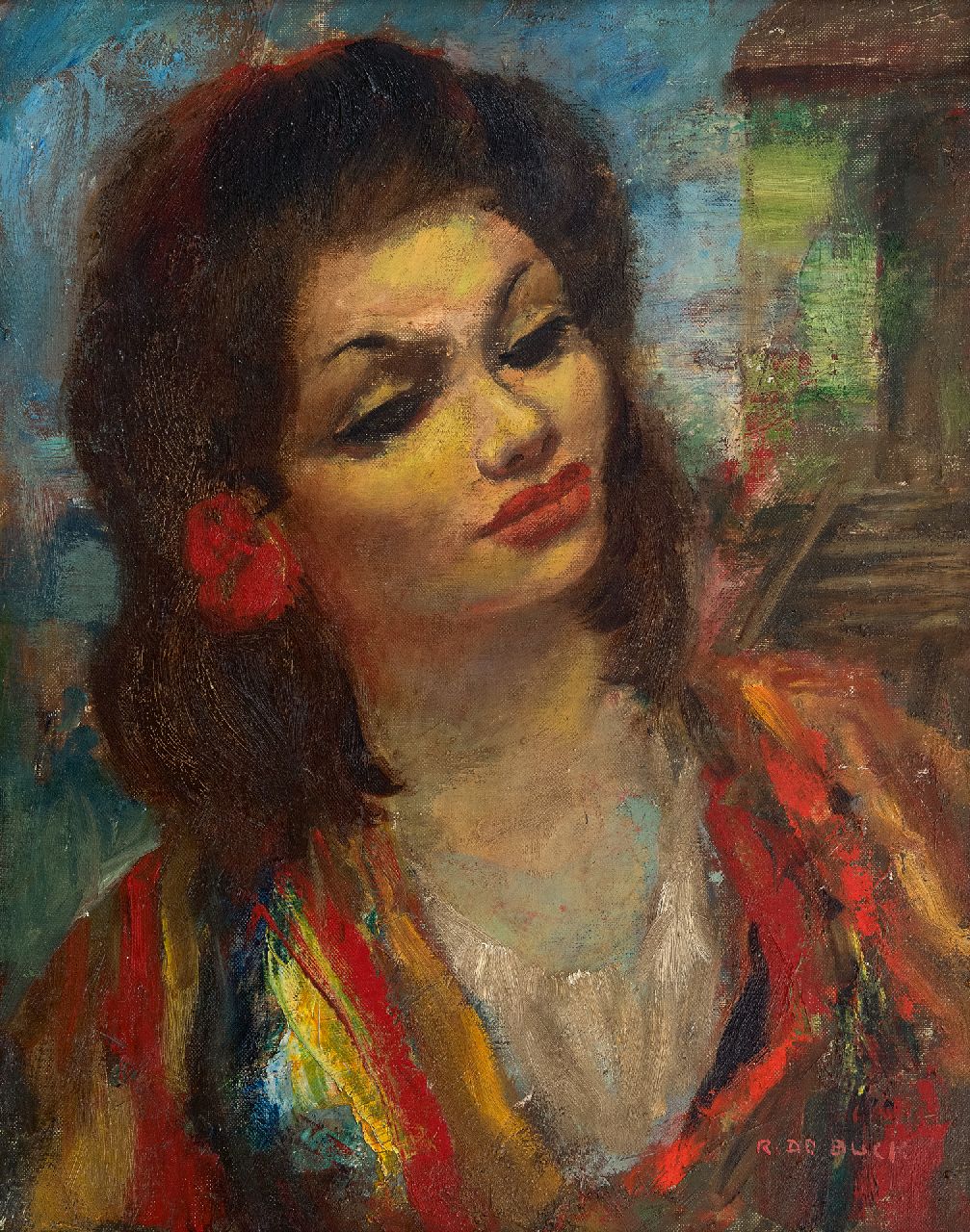 Buck R. de | Raphaël de Buck | Paintings offered for sale | Gipsy dancer, oil on canvas 50.4 x 40.5 cm, signed l.r.