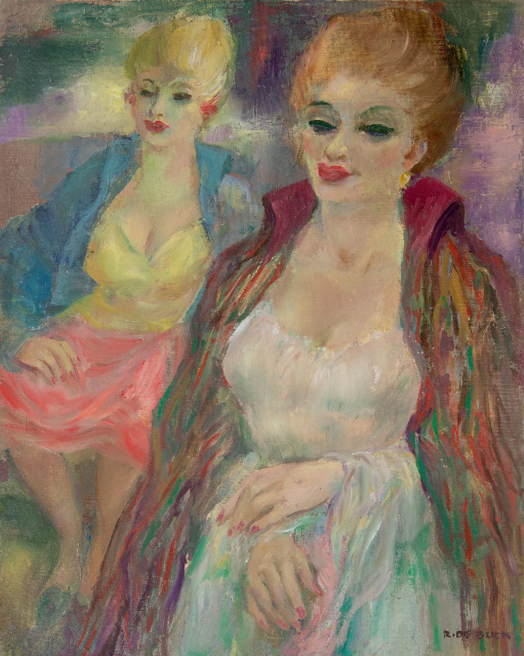 Buck R. de | Raphaël de Buck | Paintings offered for sale | Two women, oil on canvas 64.1 x 51.2 cm, signed l.r.