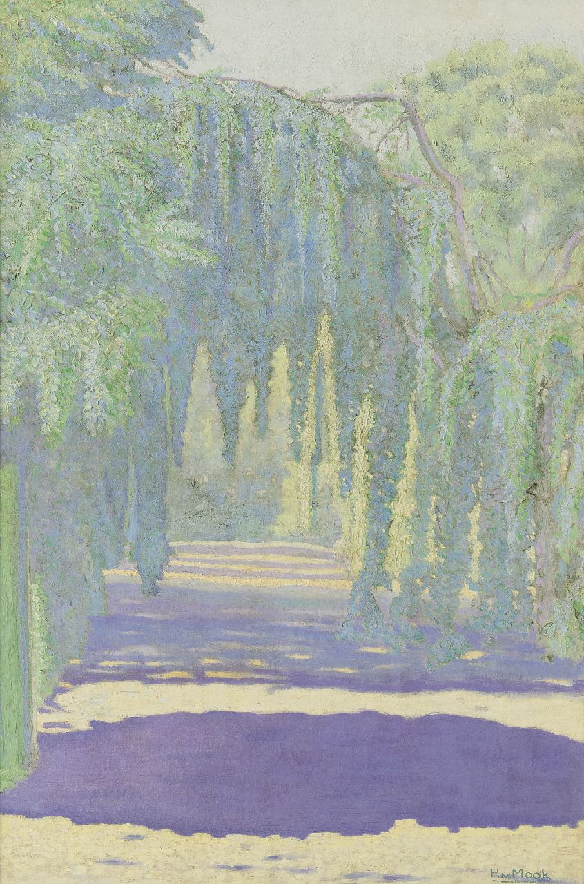 Harry van Mook | Sunny lane with weeping willows, oil on canvas, 73.0 x 48.5 cm, signed l.r.