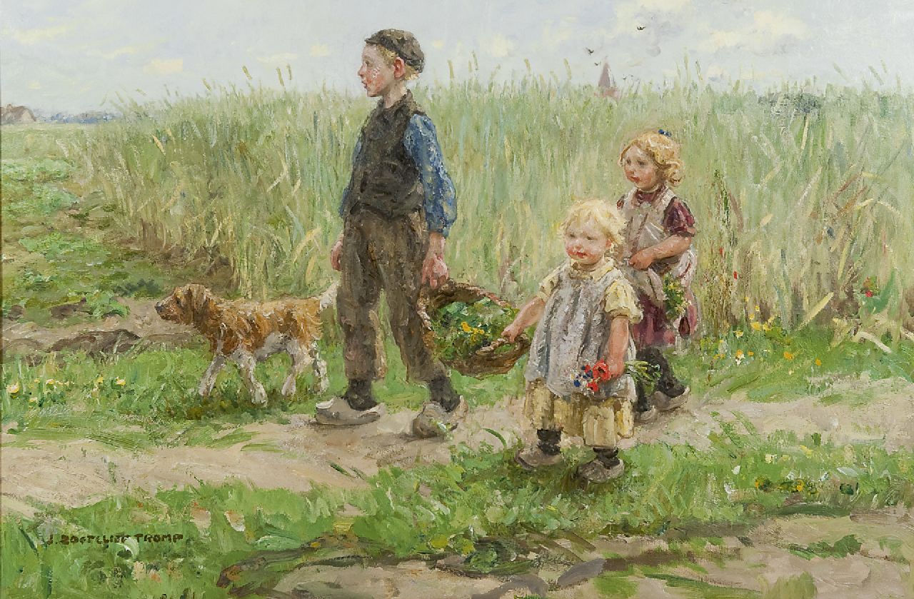 Zoetelief Tromp J.  | Johannes 'Jan' Zoetelief Tromp, Along the wheat field, Blaricum, oil on canvas 59.3 x 88.2 cm, signed l.l.