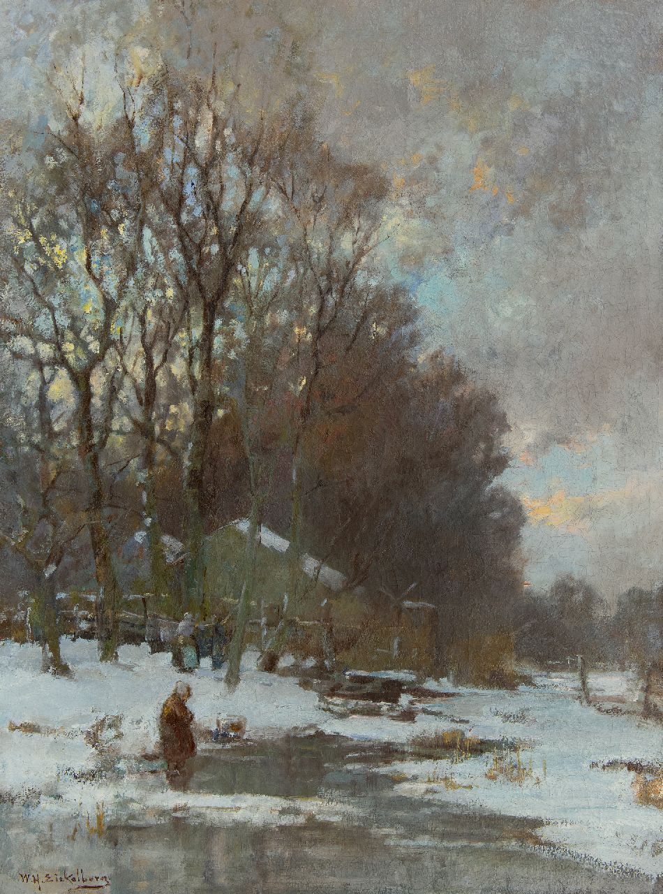 Eickelberg W.H.  | Willem Hendrik Eickelberg | Paintings offered for sale | Winter day at the forest, oil on canvas 72.5 x 54.2 cm, signed l.l.