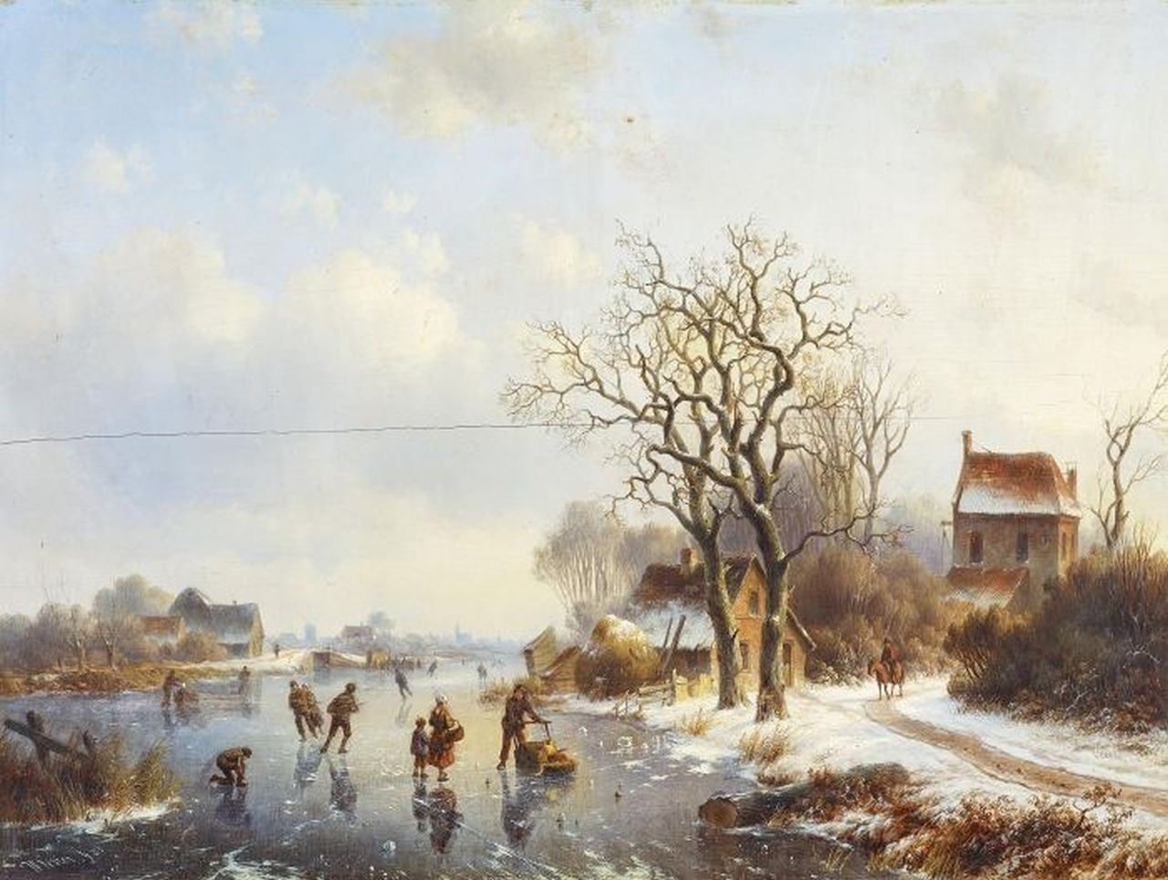 Vester W.  | Willem Vester | Paintings offered for sale | Skating fun on a frozen river, oil on panel 53.5 x 71.9 cm, signed l.l. and dated '53
