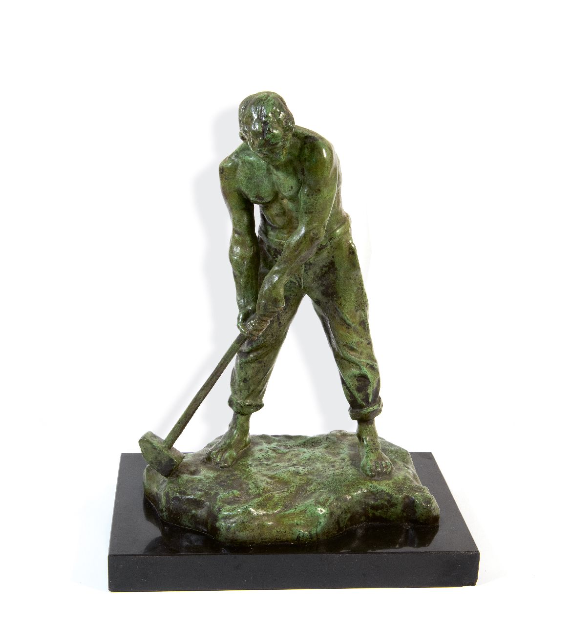 Demanet V.J.G.  | 'Victor' Joseph Ghislain Demanet | Sculptures and objects offered for sale | The stonemason, bronze 46.0 x 30.0 cm, signed on the base