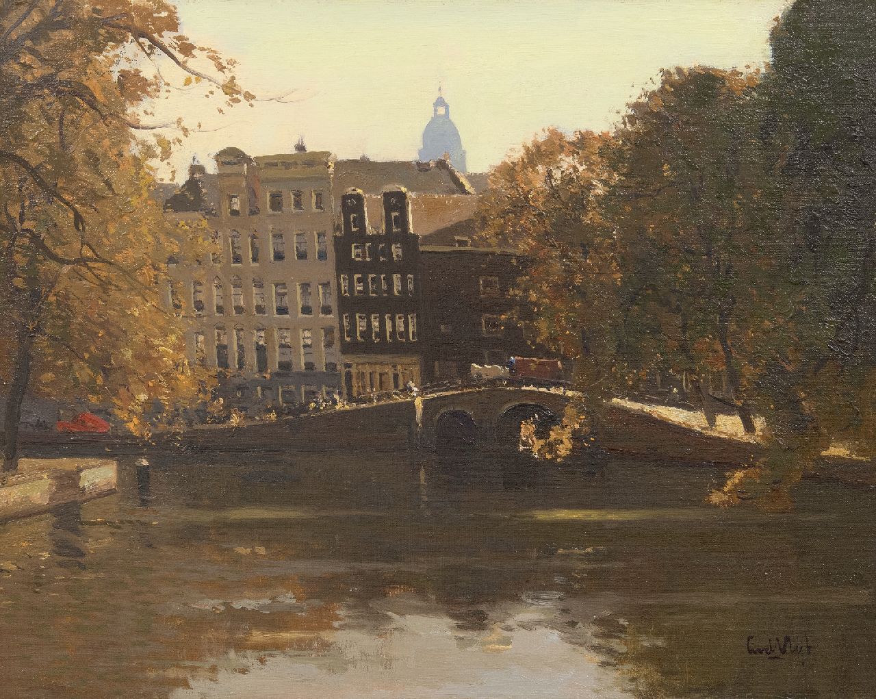 Vlist L. van der | Leendert van der Vlist | Paintings offered for sale | A view of the Herengracht in Amsterdam, oil on canvas 40.4 x 50.5 cm, signed l.r.