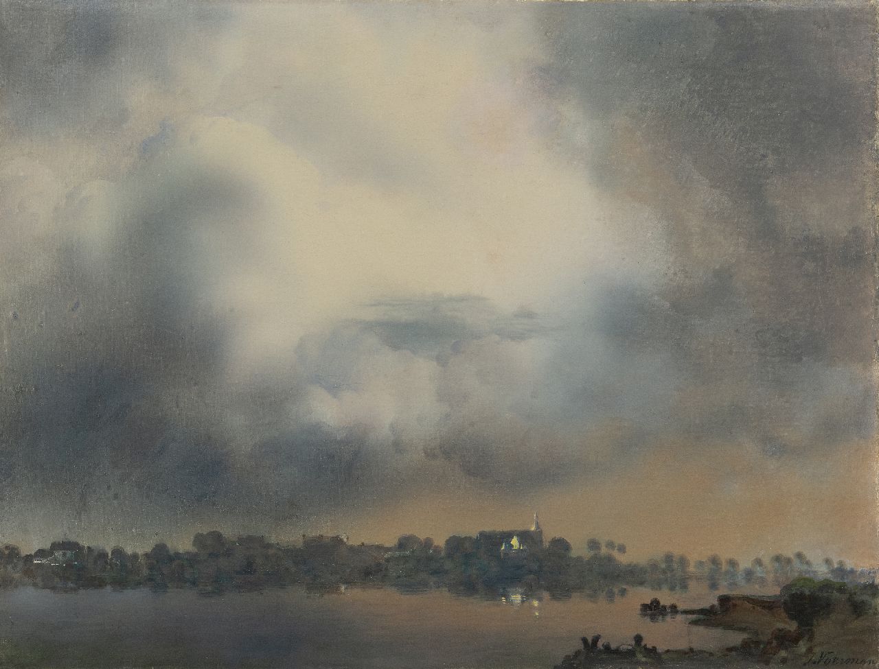 Voerman sr. J.  | Jan Voerman sr., A view of Hattem, oil on canvas 52.0 x 68.0 cm, signed l.r.