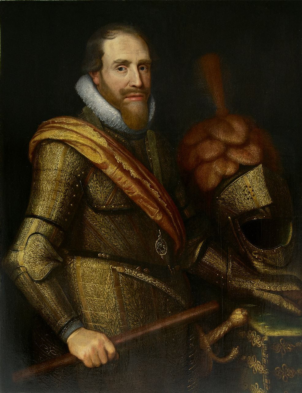 Mierevelt (atelier van) M.J. van | Michiel Jansz. van Mierevelt (atelier van), A portrait of Maurits, Prince of Orange, oil on panel 99.8 x 77.1 cm, painted ca. 1620