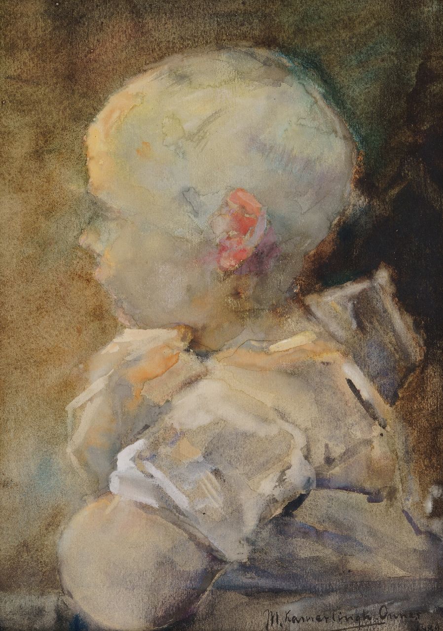 Kamerlingh Onnes M.  | Menso Kamerlingh Onnes, Portrait of a child, watercolour on paper 31.5 x 22.5 cm, signed l.r. and dated 1889