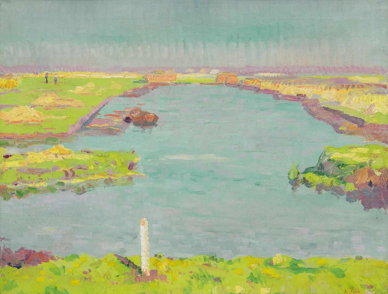 Colnot A.J.G.  | 'Arnout' Jacobus Gustaaf Colnot, A luministic polder landscape near Bergen, oil on canvas 49.6 x 62.9 cm, signed l.r. and painted ca. 1909