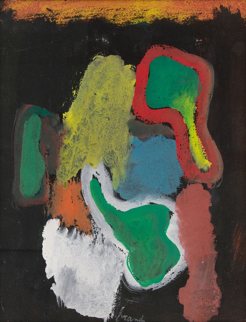 Brands E.A.M.  | Eugenius Antonius Maria 'Eugène' Brands | Watercolours and drawings offered for sale | Composition against a black background, gouache on paper 38.0 x 30.0 cm, signed l.c. and dated on the reverse 1.8.1968