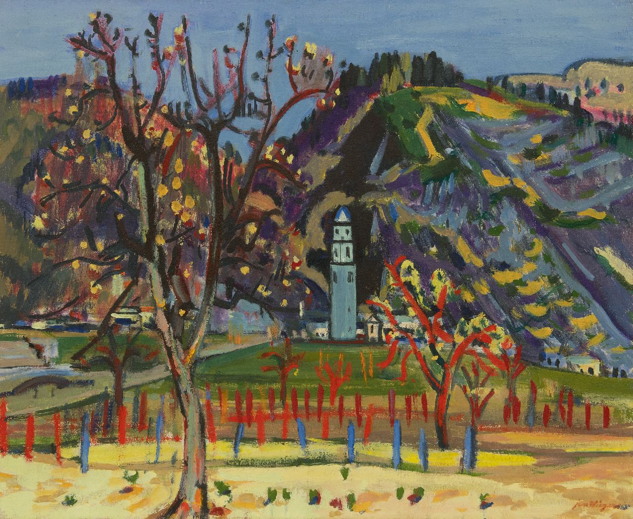 Wiegers J.  | Jan Wiegers, A view of Tegna, Ticino, oil on canvas 60.2 x 73.0 cm, signed l.r. and dated on the reverse '49