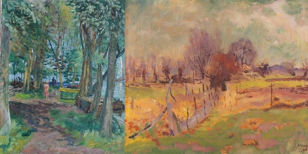 Altink J.  | Jan Altink, The Paterswolde lake; on the reverse: landscape, oil on canvas 60.9 x 50.8 cm, signed l.r. and on the reverse and dated '41 and '48 on the reverse