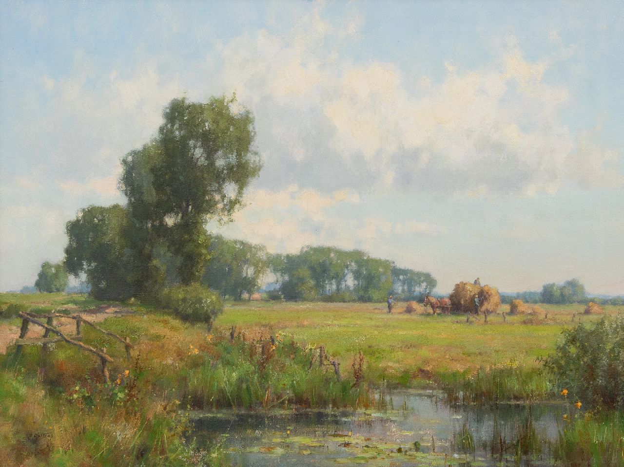 Holtrup J.  | Jan Holtrup | Paintings offered for sale | Hay harvest in the Gelderse Waard, oil on canvas 45.0 x 60.1 cm, signed l.l.