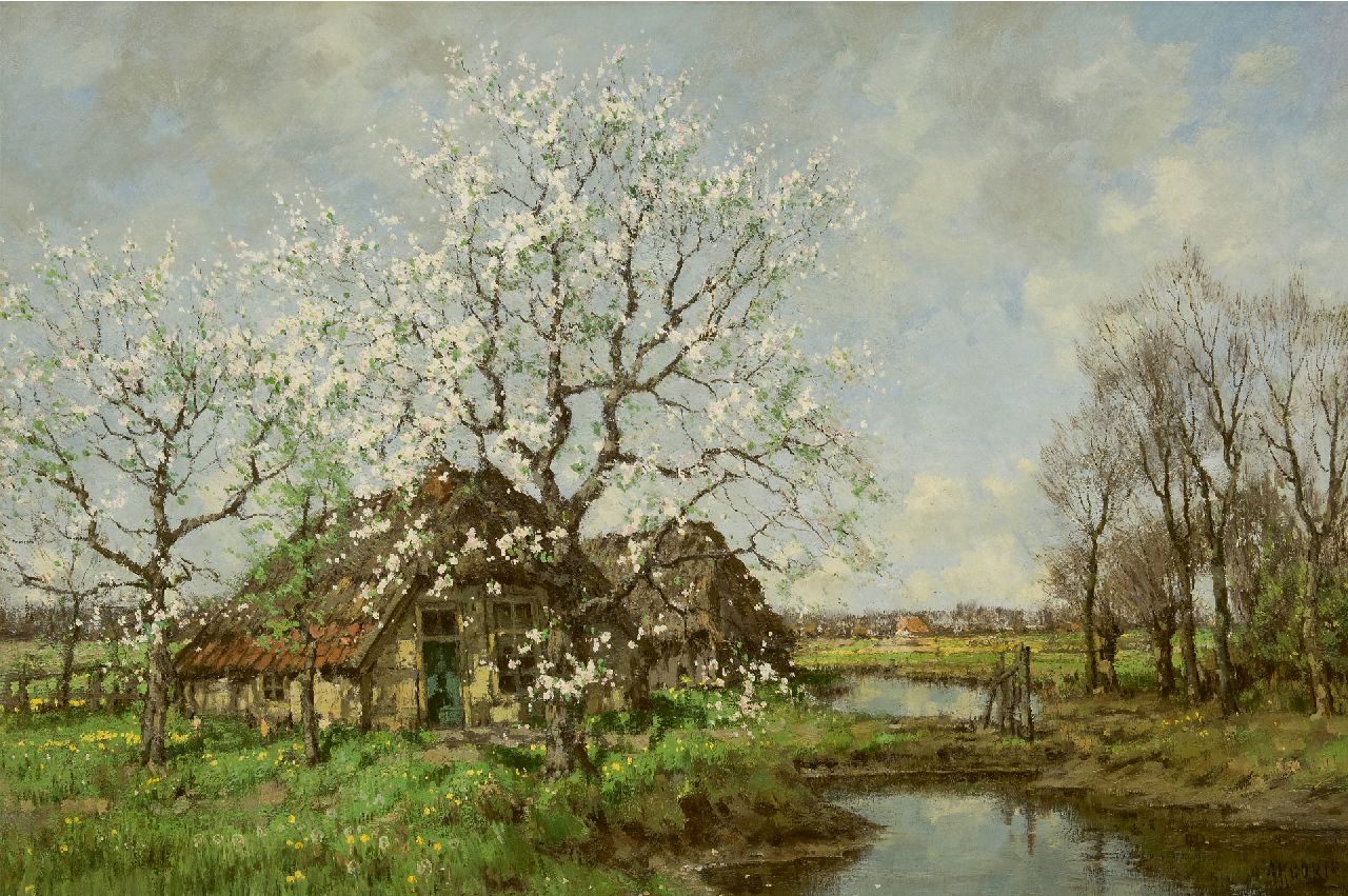 Gorter A.M.  | 'Arnold' Marc Gorter | Paintings offered for sale | Pear blossom at the Vordense Beek, oil on canvas 85.3 x 125.4 cm, signed l.r.