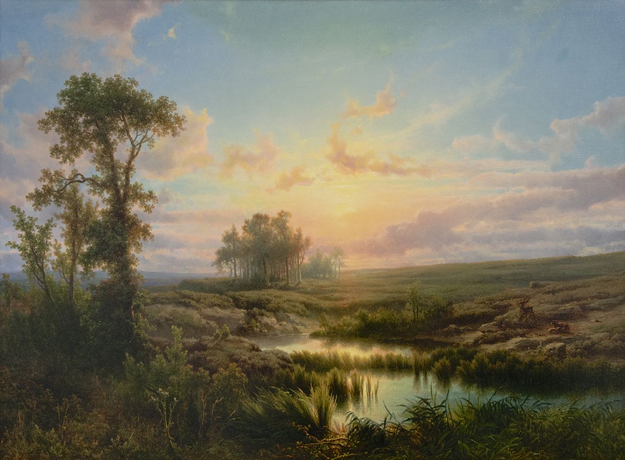Lieste C.  | Cornelis Lieste, Sunny heath landscape, oil on panel 58.1 x 79.9 cm, signed l.l. and painted ca. 1855