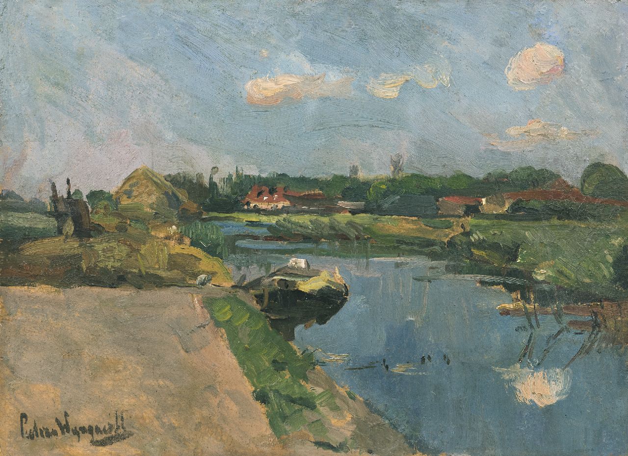 Wijngaerdt P.T. van | Petrus Theodorus 'Piet' van Wijngaerdt | Paintings offered for sale | A polder landscape in summer, oil on board 37.4 x 50.8 cm, signed l.l.