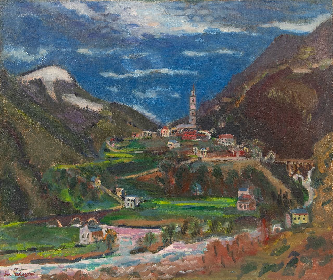 Wiegers J.  | Jan Wiegers | Paintings offered for sale | A view of  Intragna, Ticino, Switzerland, oil on canvas 61.5 x 73.4 cm, signed l.l. and painted ca. 1947