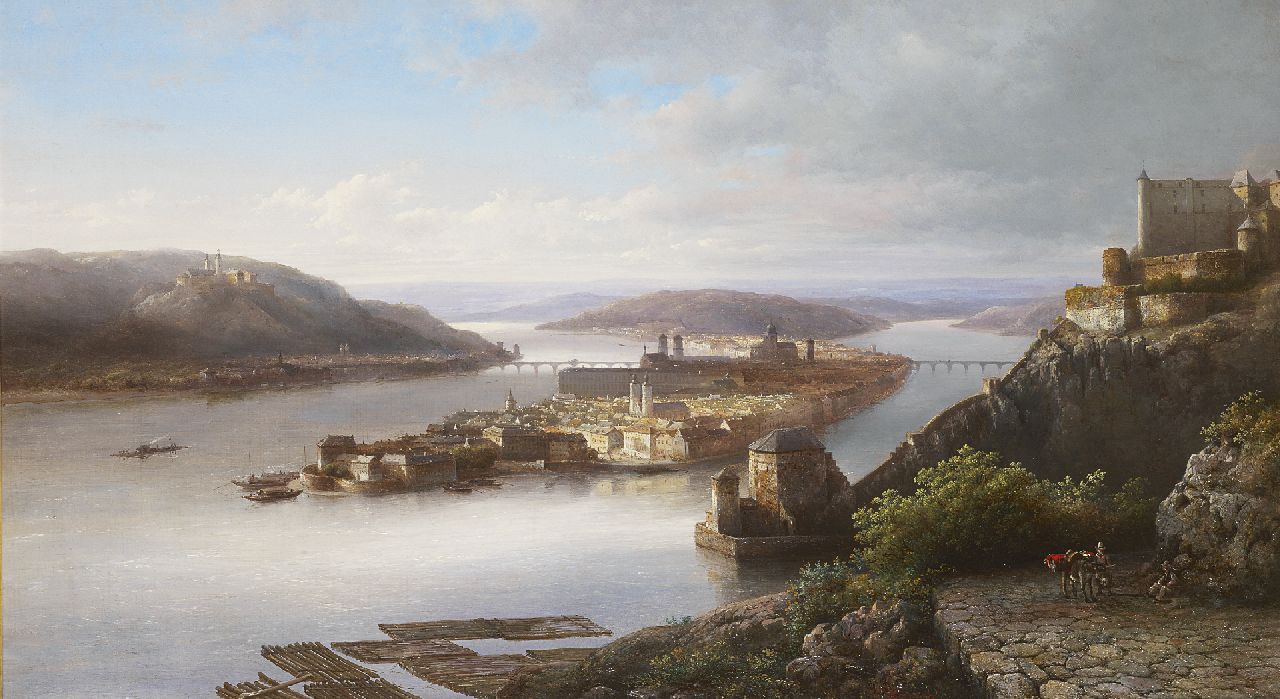 Karsen K.  | Kasparus Karsen | Paintings offered for sale | A view on Passau on the Danube, oil on canvas 56.5 x 100.0 cm, signed c.r.