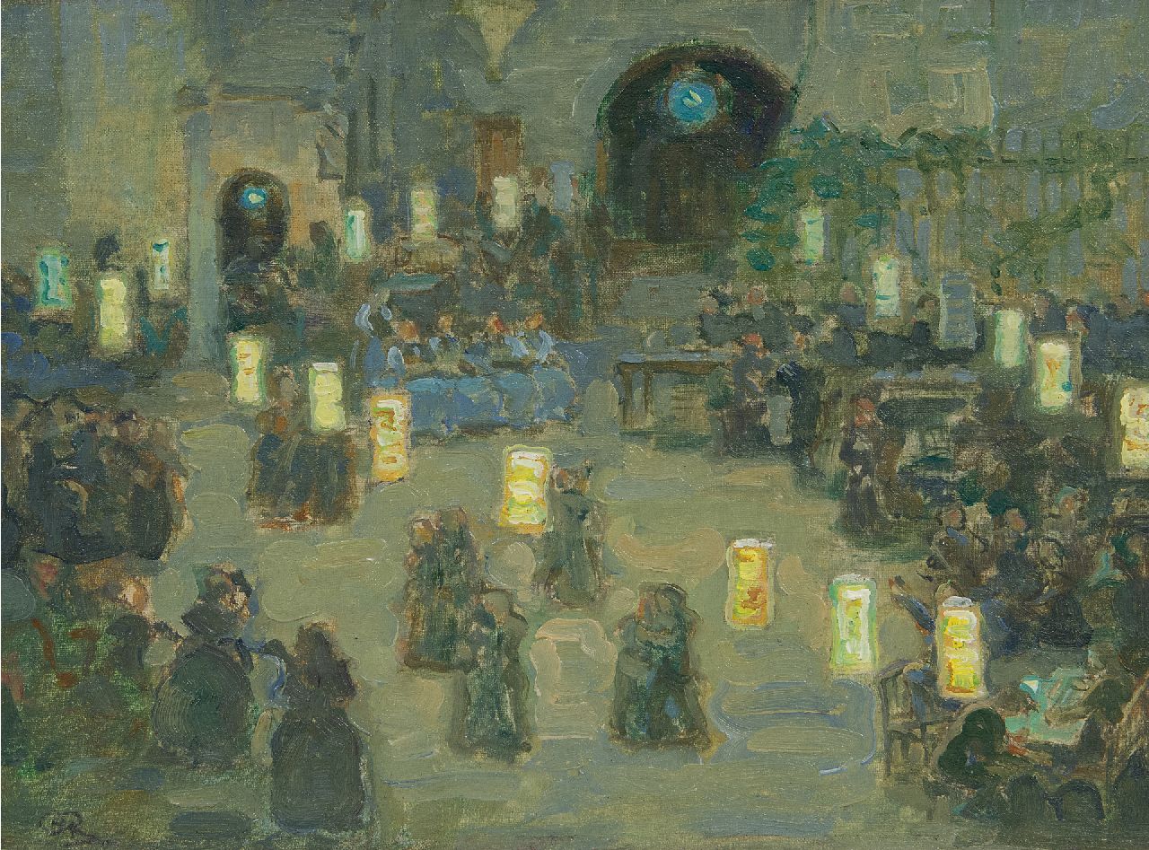 Roelf Gerbrands | The dancing contest, oil on painter's cardboard, 23.8 x 31.8 cm, signed l.l. with initials