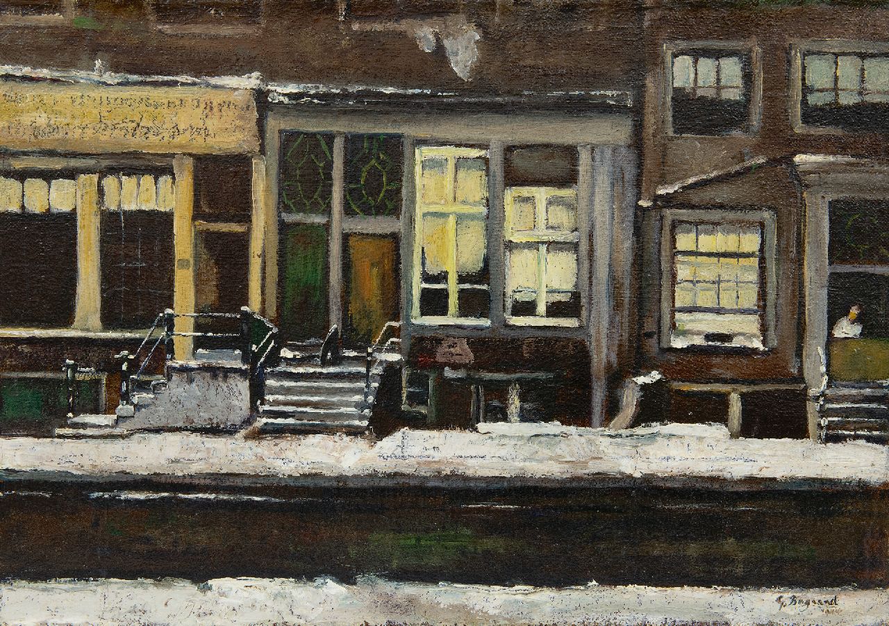 Bogaart G.  | G. Bogaart | Paintings offered for sale | Houses along a canal, Amsterdam, oil on canvas 35.6 x 49.8 cm, signed l.r. and dated 1944, without frame