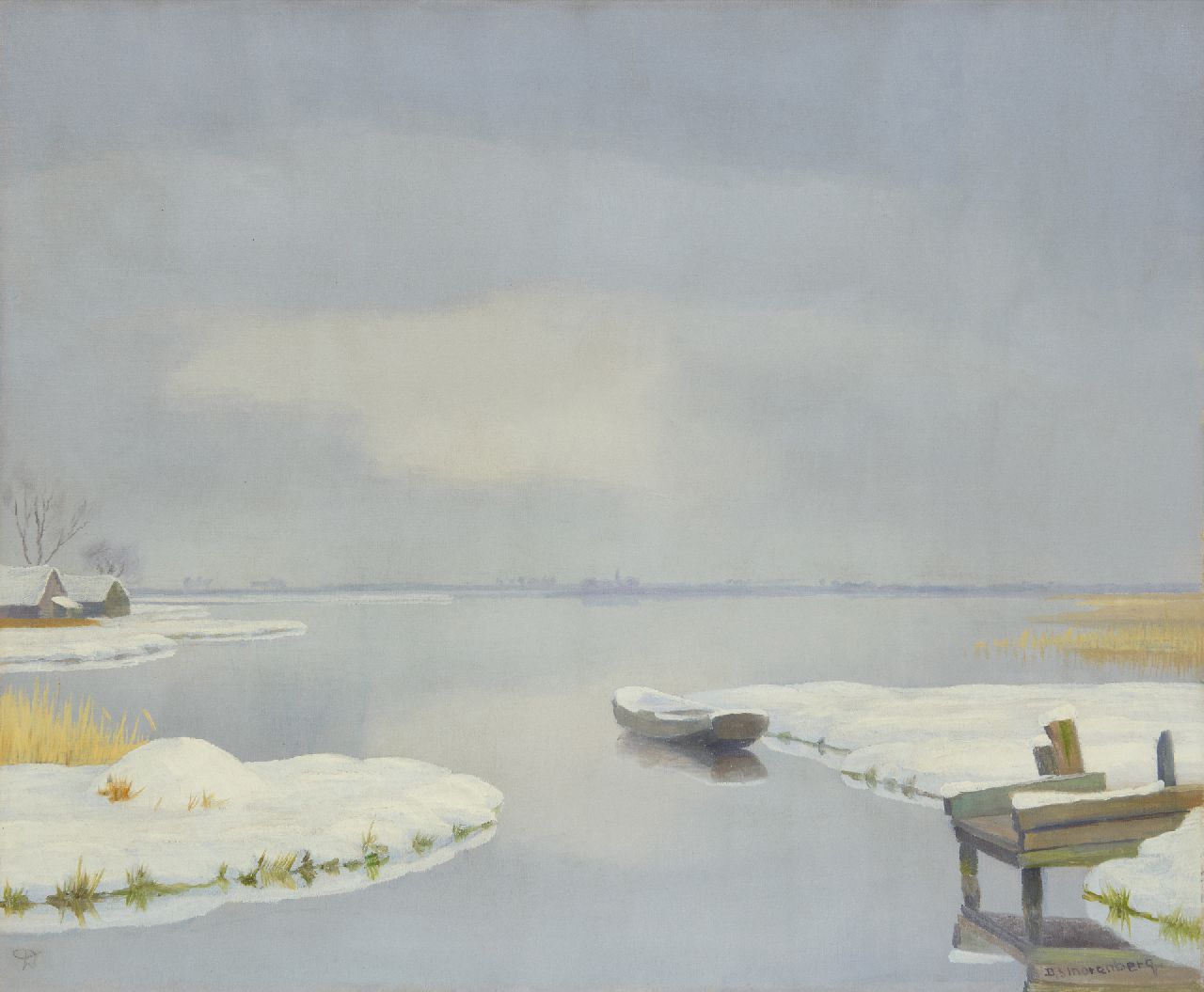 Smorenberg D.  | Dirk Smorenberg | Paintings offered for sale | A winter water landscape near Loosdrecht, oil on canvas 50.2 x 60.5 cm, signed l.r.