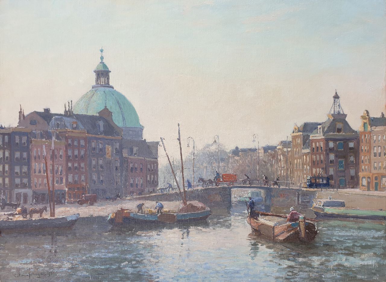 Schagen G.F. van | Gerbrand Frederik van Schagen, A view of Amsterdam with the Koepelkerk, oil on canvas 60.0 x 80.3 cm, signed l.l. and dated 1943
