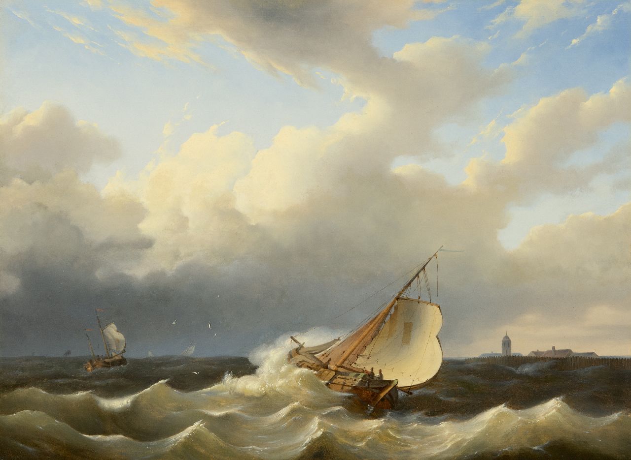 H. Kleyn | Ships on a choppy sea, oil on panel, 40.1 x 52.2 cm, signed l.l.