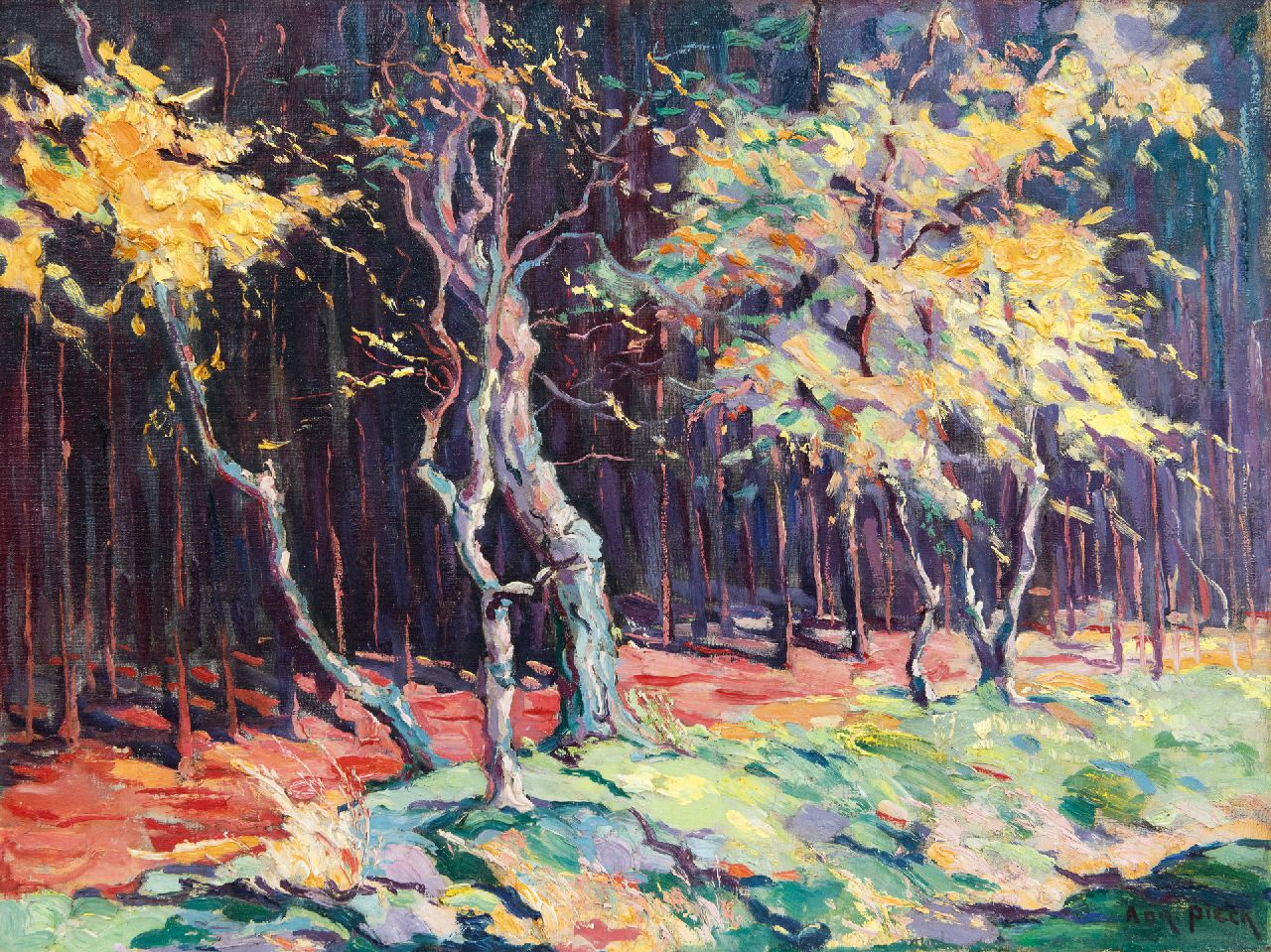 Pieck A.J.  | Adriana Jacoba 'Adri' Pieck | Paintings offered for sale | Sunny forest edge, oil on canvas 49.5 x 65.5 cm, signed l.r.