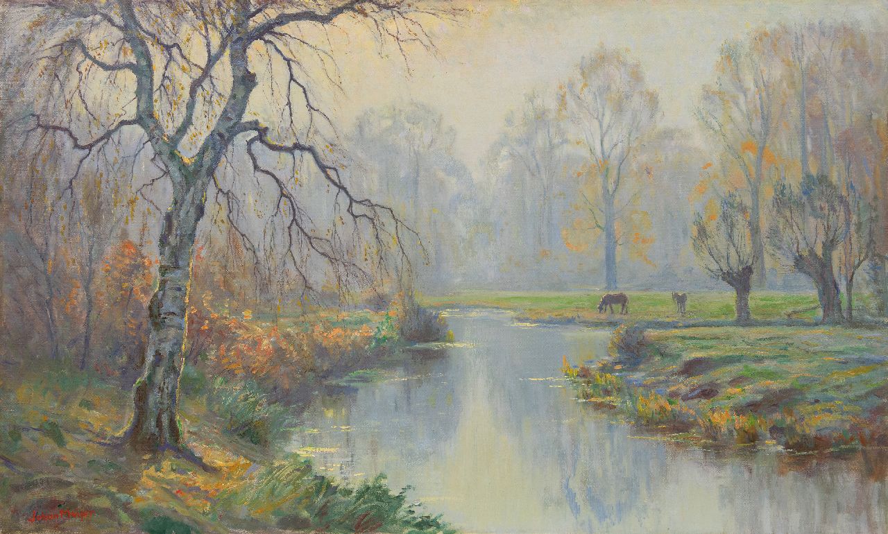 Meijer J.  | Johannes 'Johan' Meijer, Autumn morning, Blaricum, oil on canvas 60.5 x 100.5 cm, signed l.l.