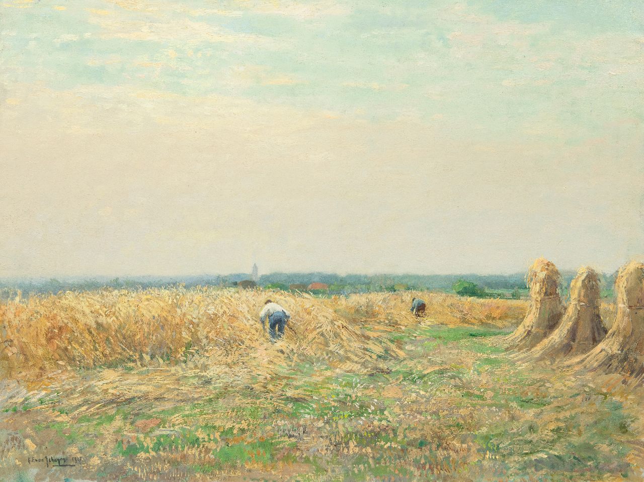 Schagen G.F. van | Gerbrand Frederik van Schagen | Paintings offered for sale | Harvest time, oil on canvas 60.5 x 80.7 cm, signed l.l. and dated 1927
