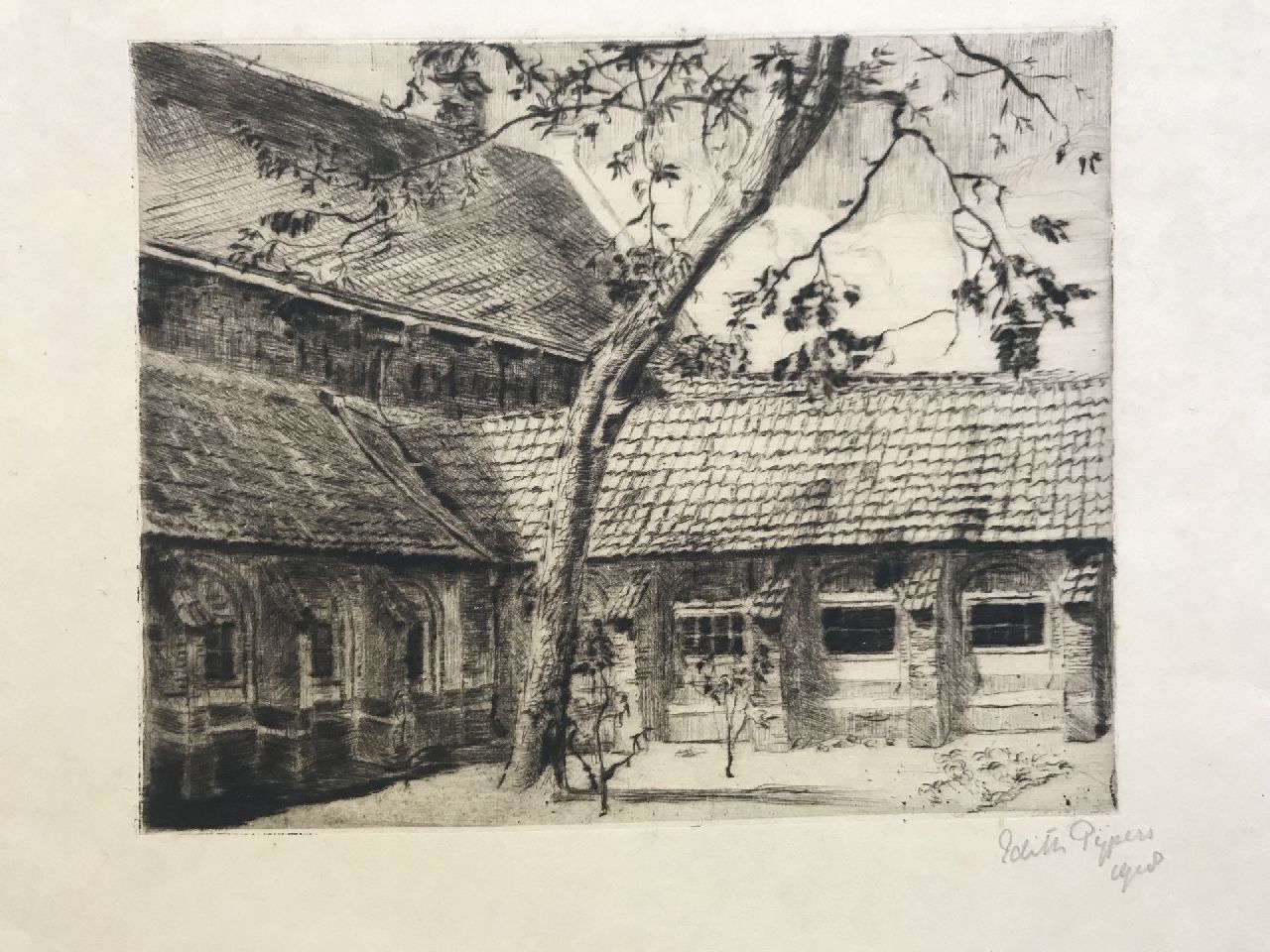 Pijpers E.E.  | 'Edith' Elizabeth Pijpers | Prints and Multiples offered for sale | Cloister, etching on paper 11.9 x 14.8 cm, signed l.r. (in pencil) and dated 1918 (in pencil)