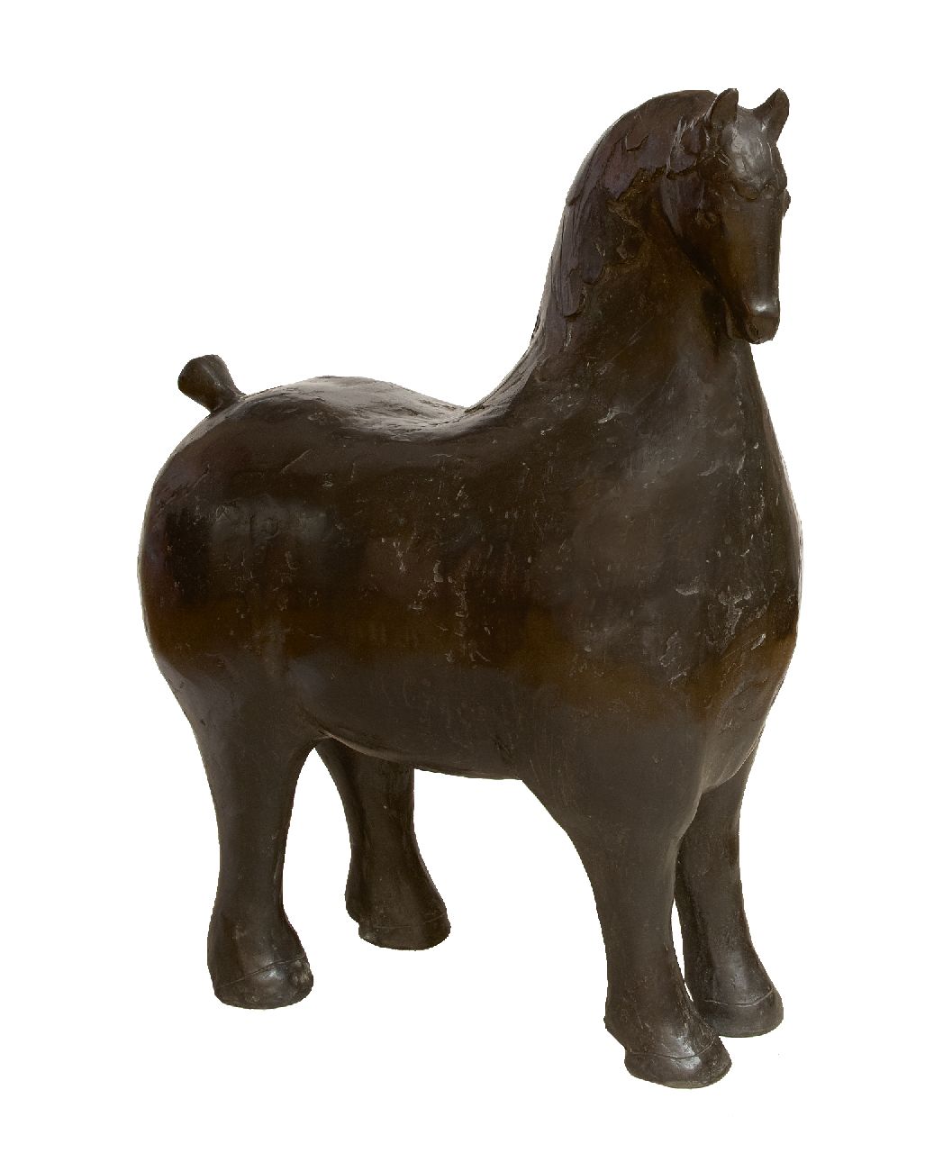 Hemert E. van | Evert van Hemert, Jikke, patinated bronze 75.0 x 30.0 cm, signed with monogram on belly and executed in 2009