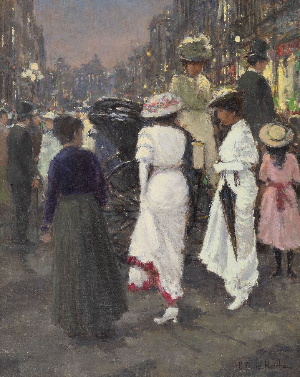 Korte H.G. de | Hendrikus Gerardus 'Hennie' de Korte, Street scene in Berlin, oil on canvas 50.1 x 40.1 cm, signed l.r.