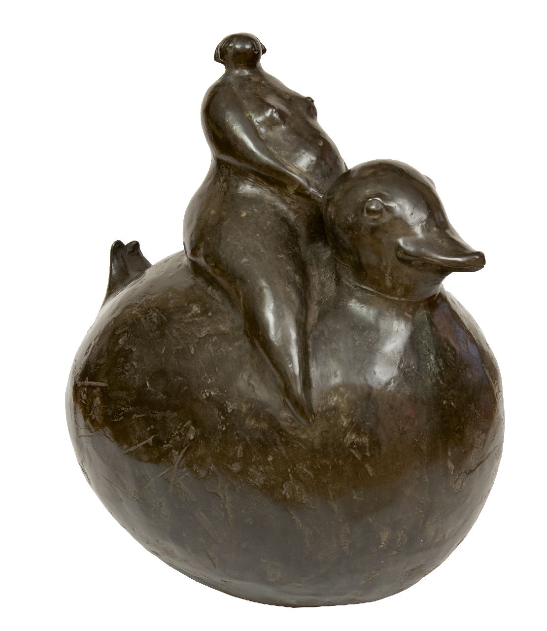 Hemert E. van | Evert van Hemert, Rubber Duck, patinated bronze 52.0 x 46.0 cm, signed under the tail with monogram and executed in 2009