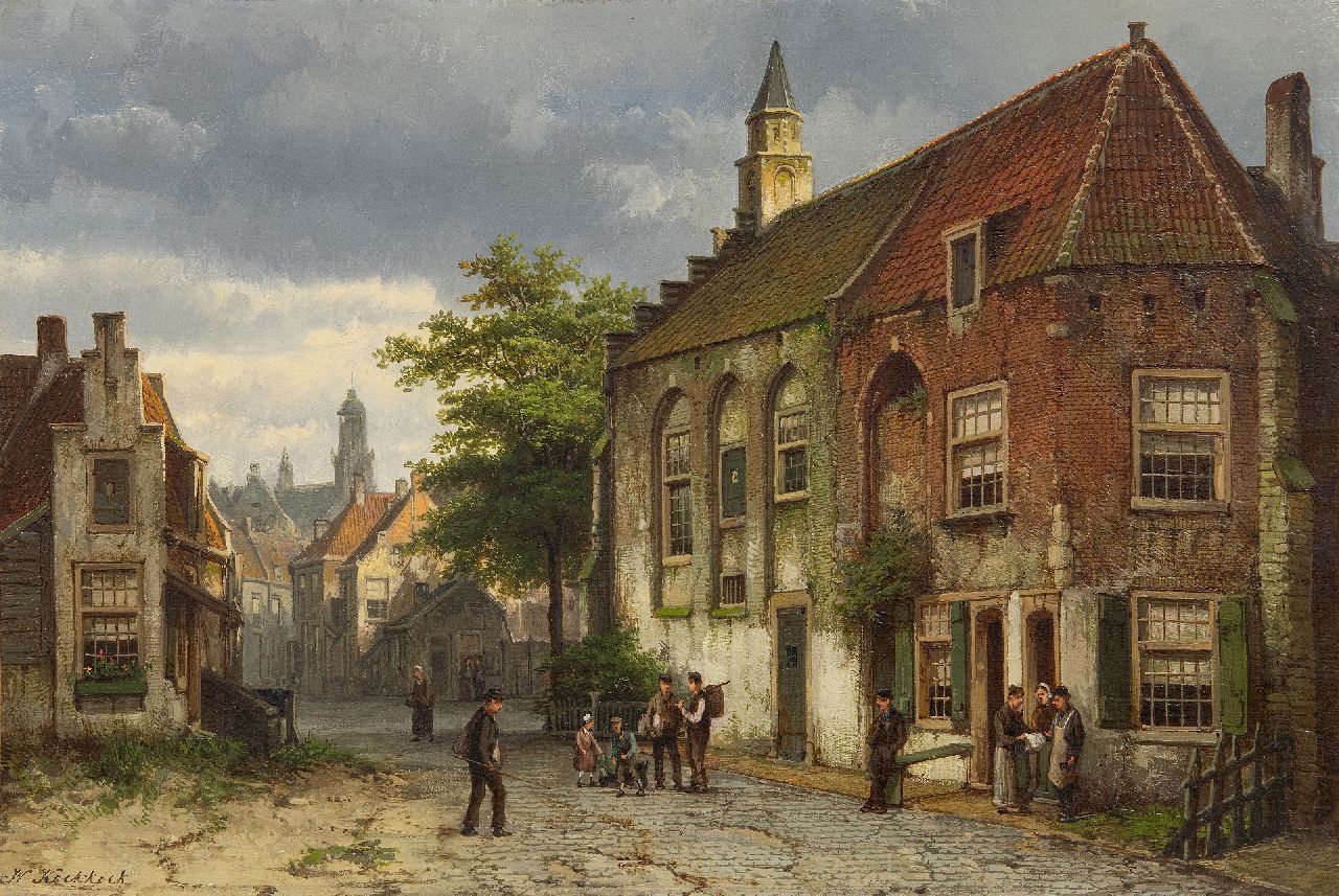 Koekkoek W.  | Willem Koekkoek, A view of the  Sint Barbarakapel in 's-Hertogenbosch, oil on canvas 37.9 x 56.3 cm, signed l.l.