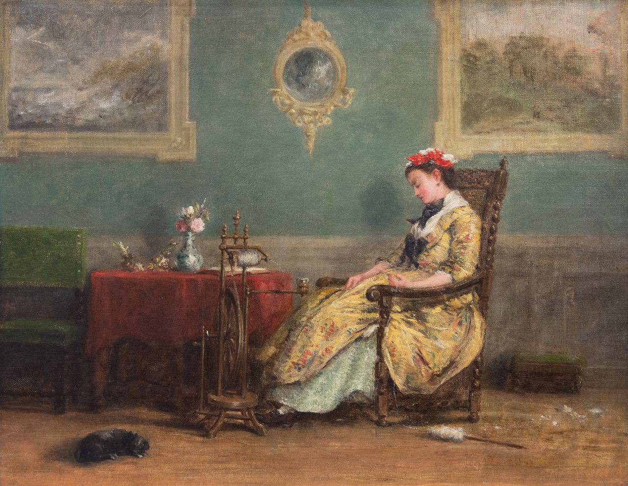 Bles D.J.  | David Joseph Bles | Paintings offered for sale | Le Repos, oil on canvas 35.6 x 46.0 cm, signed l.r. (vague) and dated 1846